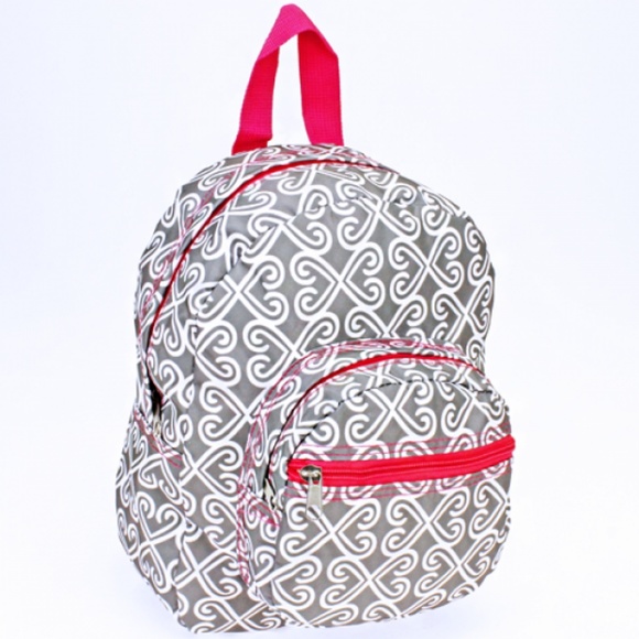 scarlettsbags Handbags - Pretty Swirls Mini Backpack Purse Gray Hot Pink